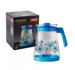 Кувшин MALLONY Кувшин PENTOLA-2500, объем: 2,5 л, из жаропрочного стекла, с пластик ручкой, синий (910118)