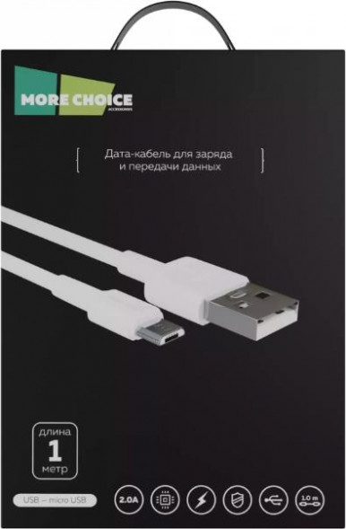 Кабель MORE CHOICE (4610196408199) K19m USB 2.0A для micro USB - 2м White