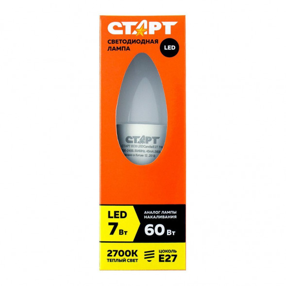 Светодиодная лампа СТАРТ (17282) LEDCANDLE E14 7W30 WS