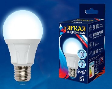 Лампа светодиодная UNIEL (UL-00005032) LED-A60 13W/6500K/E27/FR PLP01WH