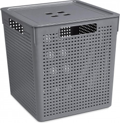 Коробка для хранения VIOLET Коробка для хранения квадратная &quot;Лофт&quot; с крышкой 23л 294х294х301 (серый) 6923118