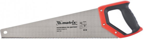 Ножовка MATRIX Ножовка по дереву, 450 мм, зуб 2D, каленый крупный зуб 5-6 TPI, двухкомпонентная рукоятка