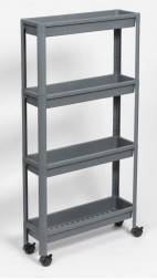 Этажерка VIOLET Этажерка VIKEA узкая 4-х ярусная на колесах (серый) 782418