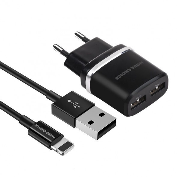 СЗУ MORE CHOICE (4627151190013) NC22i СЗУ 2USB 2.4A для Apple 8-pin Black