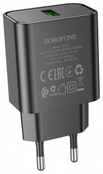 СЗУ BOROFONE (6974443388541) BA72A Spring 1USB QC3.0 (черный)