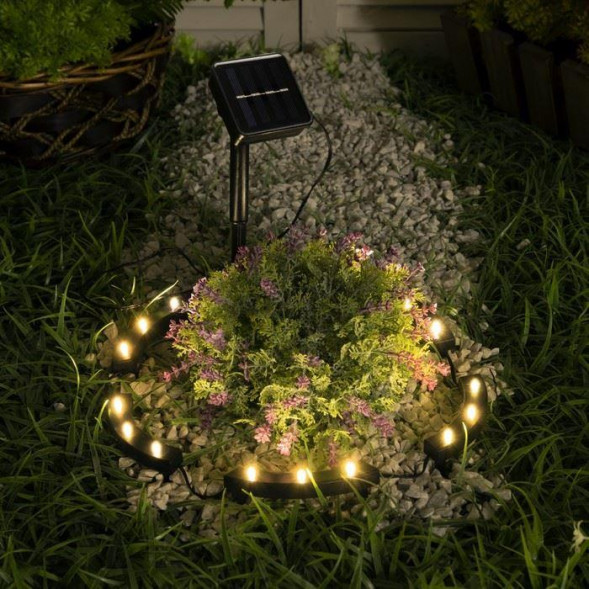 Садовый светильник на солнечной батарее LUAZON LIGHTING Садовый светильник на солнечной батарее Обруч, 15 LED, свечение тёплое белое 9146819