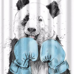 Штора BRIMIX 02-29 Шторка в ванную комнату фотопечать ПАНДА, 180 х200 см