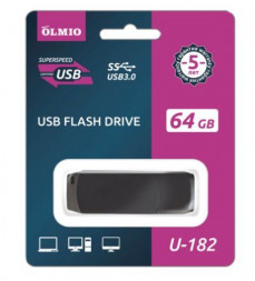 USB флеш OLMIO U-182 USB-Flash 64GB USB 3.0 черный (43926)