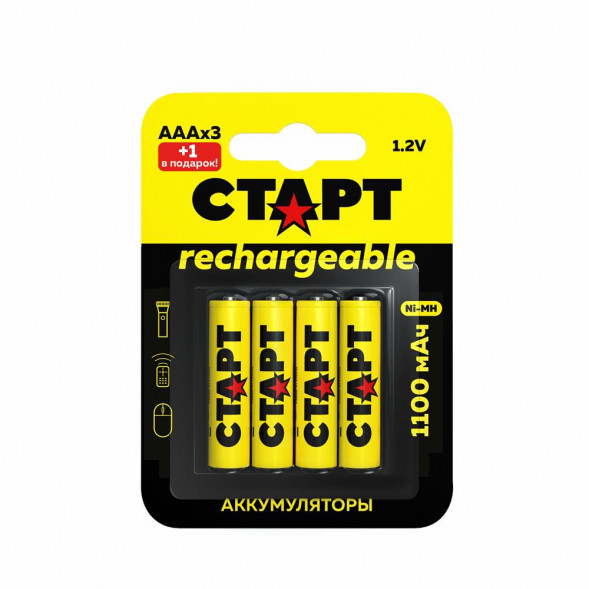 Аккумулятор СТАРТ (19344) HR03 ААА 1100mAh Ni-MH BL3+1