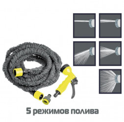 Шланги и катушки INBLOOM BY Шланг полив. растягивающийся 15м ткан. оплетка с пистол.-разбрыз и коннектором 1/2 168-004