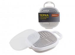 Терка MALLONY Терка GR-228W с контейнером и крышкой, цвет белый (пластик, нерж.сталь) (965016)