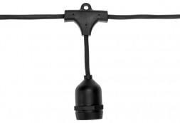 Электрогирлянды NEON-NIGHT (331-337) 'Белт-Лайт' 2 жилы 20 м, черный каучук, шаг 50 см, 40 подвесных патронов Е27, шнур 3 м, IP44, соединяется