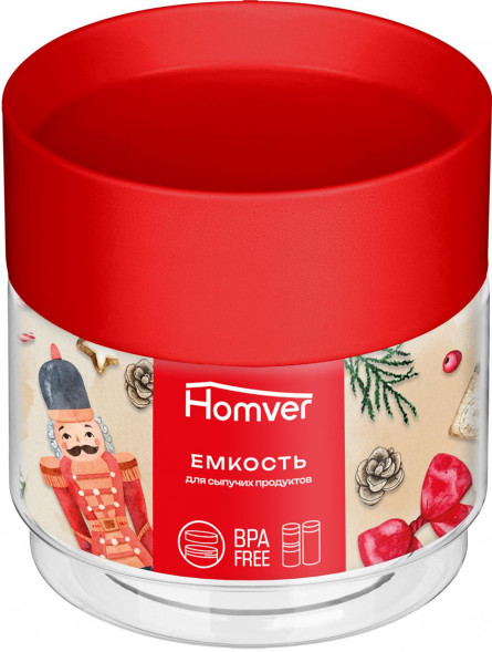 Емкость для сыпучих продуктов HOMVER Емкость для сыпучих продуктов 0,5л (красный) 223138006/03