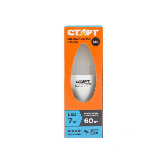 Светодиодная лампа СТАРТ (17281) LEDCANDLE E14 7W40 WS