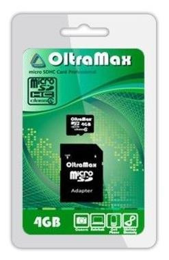 Карта памяти OLTRAMAX MicroSDHC 4GB Class4 + адаптер SD