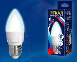 Лампа светодиодная UNIEL (UL-00002412) LED-C37 7W/NW/E27 свеча Белый свет