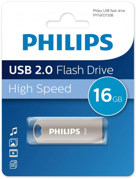 Флеш накопитель PHILIPS IRON 2.0 16Gb серебристый (FM16FD150B/97)