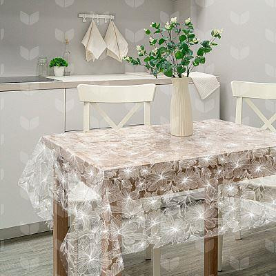 Скатерть РЫЖИЙ КОТ Скатерть ПВХ Гибискус коллекция Ажур размер 110х132 см