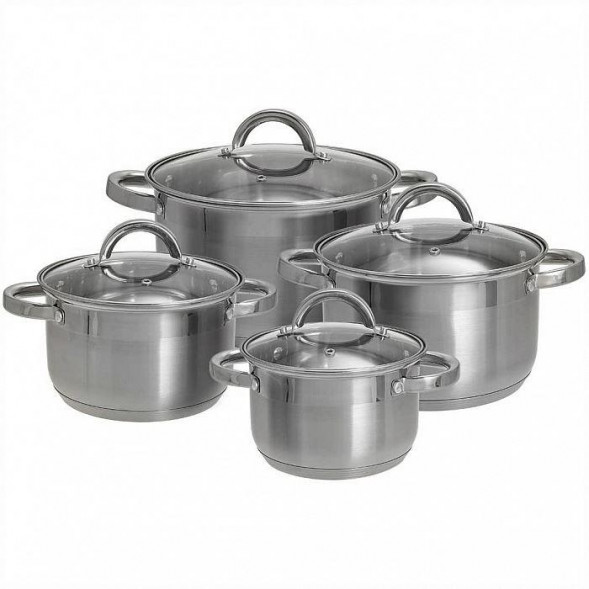 Набор посуды из нерж.стали WEBBER BE-630/8 8 пр. 2,2л, 3,0л, 4,0л, 5,2л