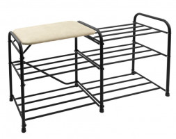 Обувница ИСТОК Подставка для обуви 3 полки 90 с сиденьем "Дубль" арт.ПОС92 Замша цв.Черный