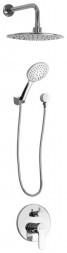 Душевой комплект BRIMIX 3072 Смеситель+тропический душ встраиваемый, с двумя круглыми лейками, хромированный