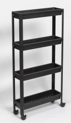 Этажерка VIOLET Этажерка VIKEA узкая 4-х ярусная на колесах (черная) 782407