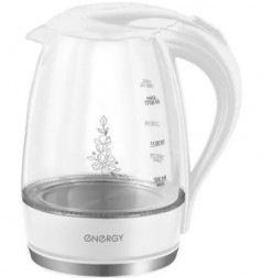 Чайник электрический ENERGY E-262 (1.7л) стекло пластик белый (164104)