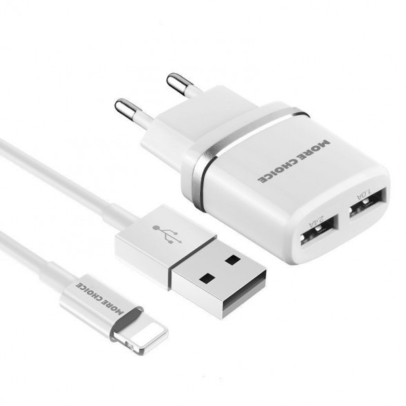СЗУ MORE CHOICE (4627151190136) NC22i СЗУ 2USB 2.4A для Apple 8-pin White