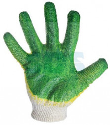 Перчатки REXANT (09-0231) Х/Б с латексным покрытием (14 класс), зеленый (10)