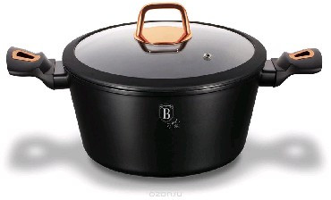 Кастрюля BERLINGER HAUS ВН-1642N Black Rose Collection Кастрюля со стеклянной крышкой 24см, 4,1л