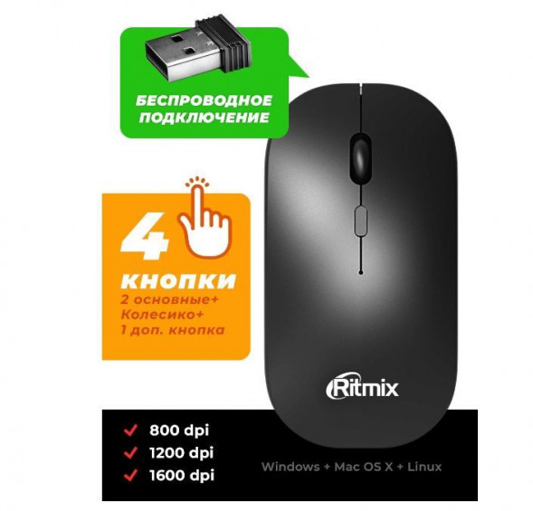 Мышь RITMIX RMW-120 Black