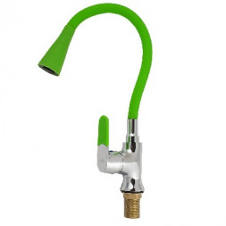 Смеситель для кухни МАК 4110 Смеситель кухонный боковой шаровый с гибким изливом САЛАТОВОГО цвета с ДВУХРЕЖИМНЫМ аэратор