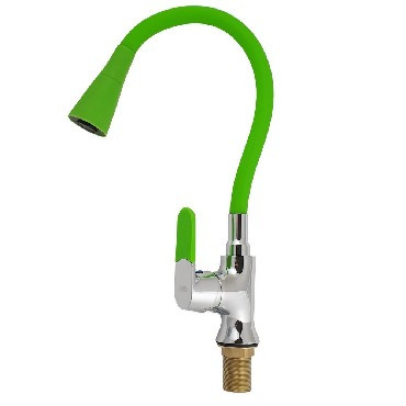 Смеситель для кухни МАК 4110 Смеситель кухонный боковой шаровый с гибким изливом САЛАТОВОГО цвета с ДВУХРЕЖИМНЫМ аэратор