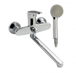 Смеситель в ванную SENATOR 4571 Смеситель в ванную с длинным, плоским изливом, шаровый с дивертором м/к на корпусе