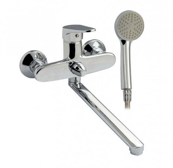 Смеситель в ванную SENATOR 4571 Смеситель в ванную с длинным, плоским изливом, шаровый с дивертором м/к на корпусе