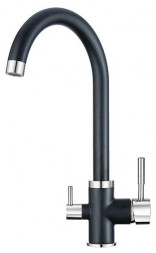 Смеситель кухонный GRANULA 2168 ШВАРЦ (чёрный металлик)