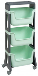 Этажерка VIOLET Этажерка JUNIOR напольная 3-х ярусная на колесах мятный, 771341