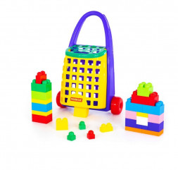 Игрушка ПОЛЕСЬЕ Забавная тележка + конструктор "Великан" (36 элементов) 44365