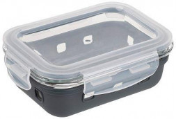 MALLONY Контейнер MASSIMO, 370 мл, из жаропрочного стекла с крышкой с защёлками в силиконовой подставке (108338)