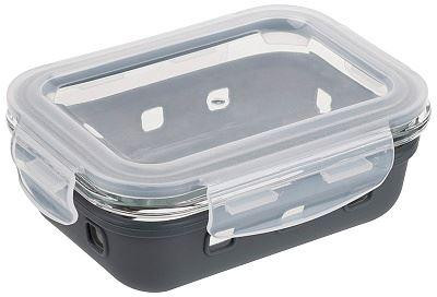 MALLONY Контейнер MASSIMO, 370 мл, из жаропрочного стекла с крышкой с защёлками в силиконовой подставке (108338)