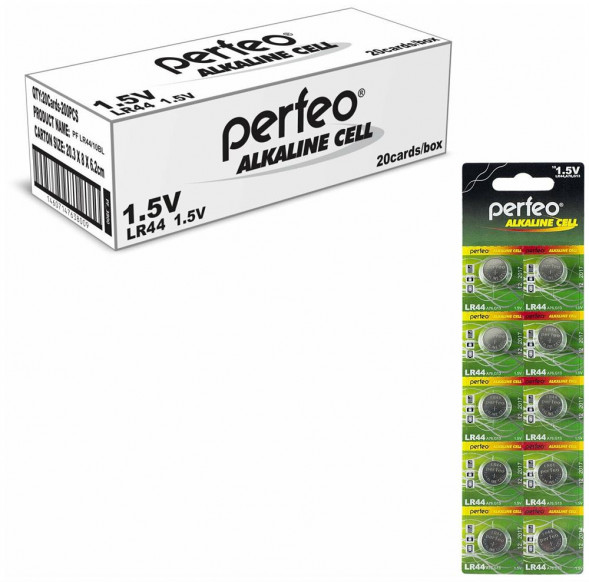Элементы питания PERFEO LR44-10BL A76 G13 ALKALINE CELL (10)