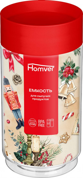 Емкость для сыпучих продуктов HOMVER Емкость для сыпучих продуктов 1л (красный) 223138106/03