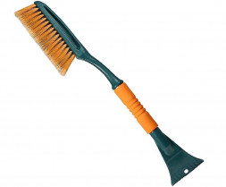 Щетка для снега LI-SA LS208 cо скребком поролоновая ручка, оранжево-зеленая (64см) 39902