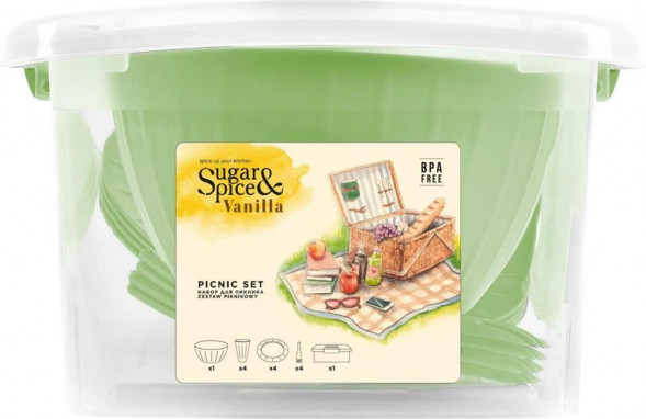 Набор для пикника SUGAR&amp;SPICE SE181212050 на 4 персоны фисташка (14 предметов)