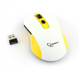 Мышь беспроводная GEMBIRD (17377) MUSW-221-Y, белый/жёлтый