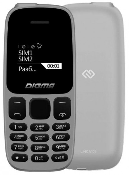 Телефон мобильный DIGMA Linx A106 32Mb Gray (LT1065PM)
