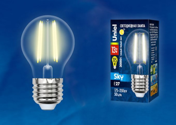 G (Лампы-глобы) UNIEL (UL-00005907) LED-G45-13W/3000K/E27/CL PLS02WH