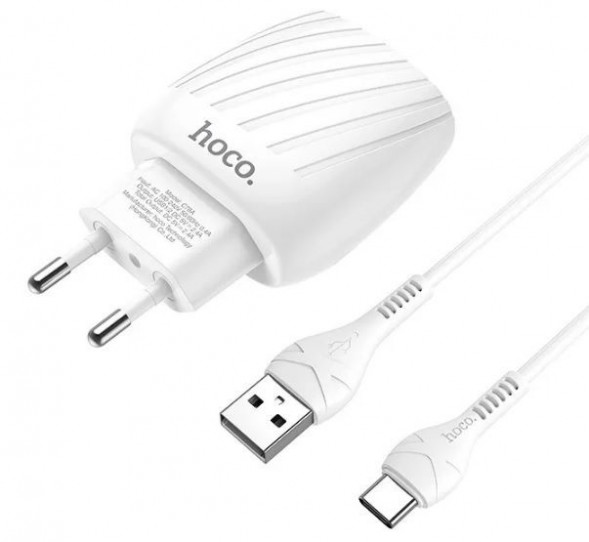 СЗУ HOCO (6931474726346) C78Aa White + кабель TYPE-C