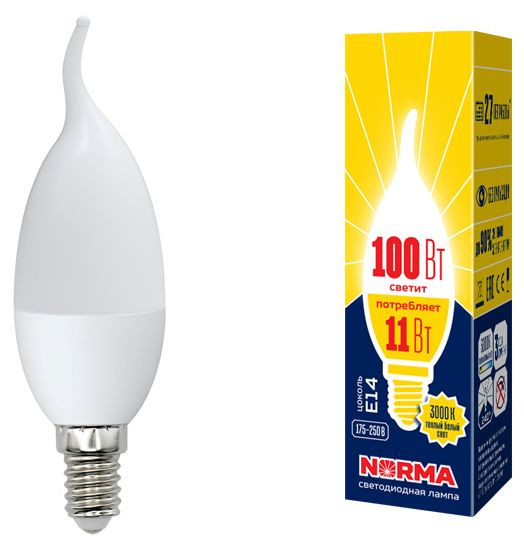ЭЛЕКТРИКА VOLPE (UL-00003817) LED-CW37-11W/WW/E14/FR/NR картон