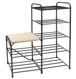 Обувница ИСТОК Банкетка-этажерка для обуви "Дубль" 5 полок арт.ПОС99 цв.Чёрный